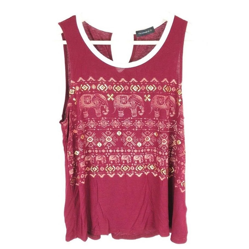 (P-05) Flashmob Large Red Blouse Metallic Elephant